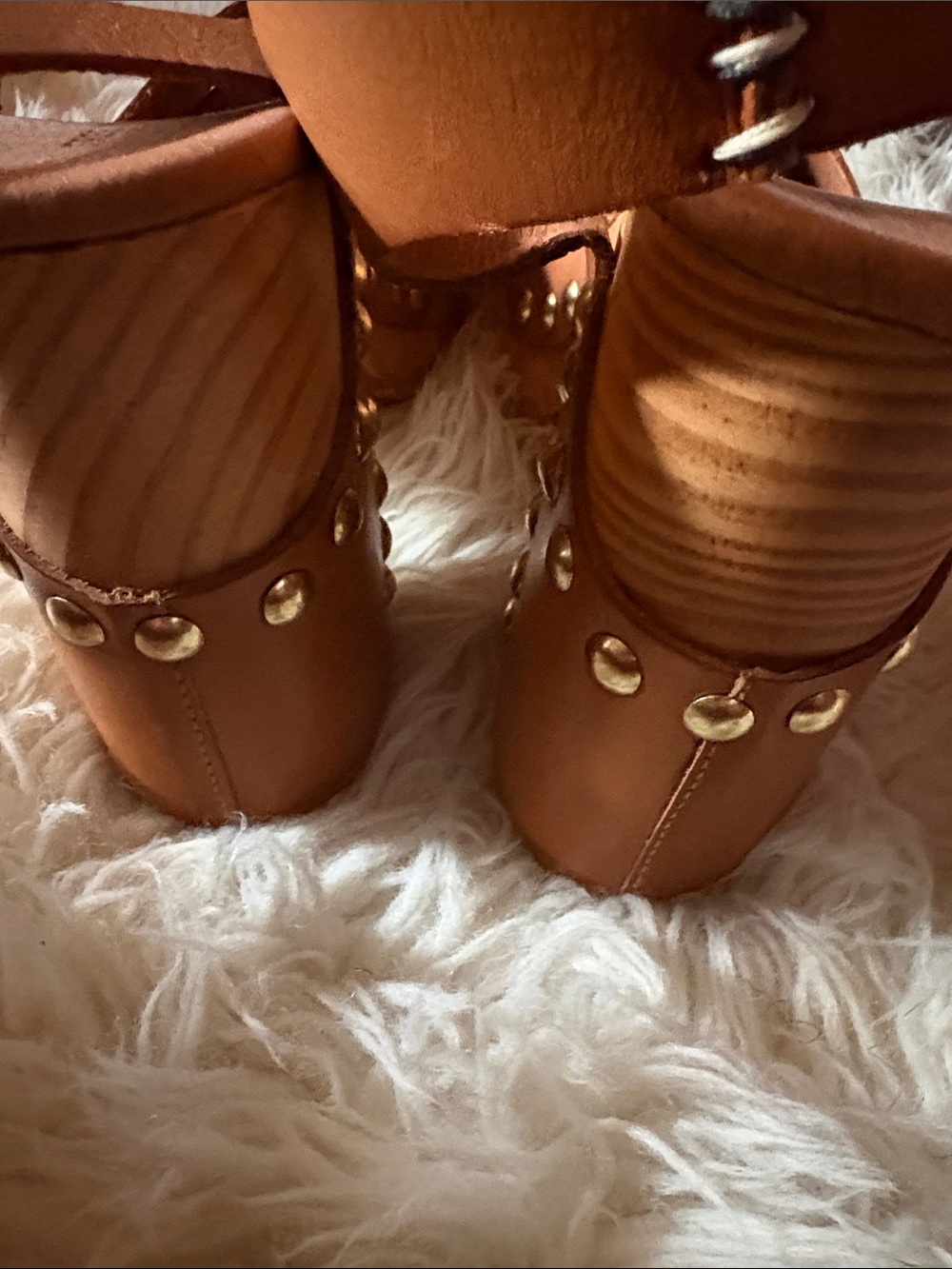Free People Cognac Brown Leather Platform Sandals with Ankle Strap - Picture 6 of 9